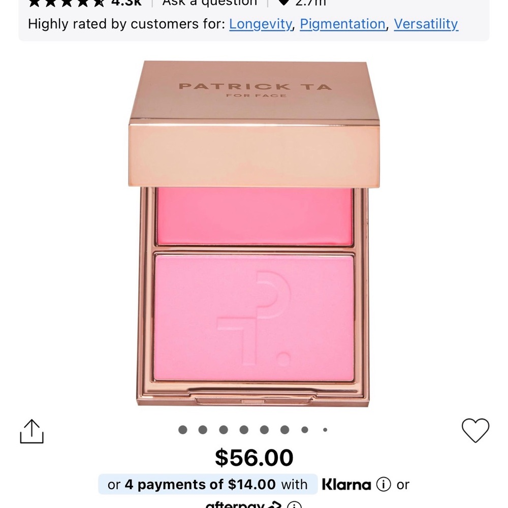Patrick Ta Pink Duo Cheek Blush Palette